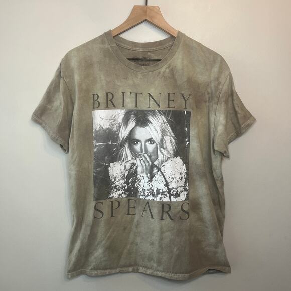 Britney Spears Concert Graphic Tee Short Sleeve T-shirt Tan Size Large - Picture 1 of 4